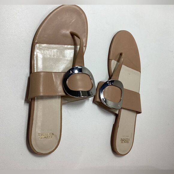 Frances Valentine Leather Thong Sandals Light Tan Slip-On Women’s Size 11 - Picture 10 of 10